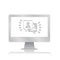 Webinar online meeting inside blank screen computer monitor with reflection minimalist modern icon vector illustration
