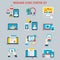 Webinar online web course education video icon set