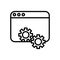 Webpage template with gears line style icon