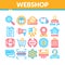 Webshop Internet Store Collection Icons Set Vector