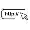 Website address, web browser for searching on internet, webpage with hyperlink