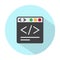 Website development coding / HTML coding flat color icon for apps or web