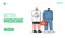 Website Landing Page. Emergency Team In Medical Robe With Medical Professional Tools Standing In Row