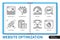 Website optimization infographics linear icons collection