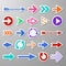 Website right arrow stickers. Directional arrows signs. Progress arrow vector symbols