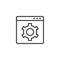 Website with setting cogwheel outline icon