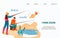 Website template for fishing and camping activity flat vector illustration.
