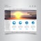 Website template Vector. with photorealistic sunrise, sea illustration.