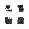 Website user experience. black glyph icons set on white space
