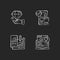 Website user experience. chalk white icons set on black background