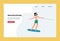Website for wakeboarding kind of summer extreme sports flat vector illustration.