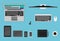 WebVector top view flat devices. Laptops, tablets, smartphones and desktop set for banners editing.