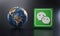 WeChat Logo Beside Earth 3D Rendering. Top Apps Concept