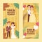Wedding agency advertisement banners, vector illustration. Event organisation company advertisement campaign. Happy