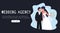 wedding agency banner, landing page, illustration with newlyweds