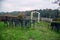 Wedding arch and the chairs on the viewpoint in the autumn