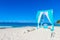 Wedding arch decorated with flowers on beach