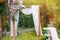 Wedding arch in the style of rustic pine summer park