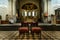 Wedding arrangement chairs inside The Basilica of St. Castor oldest church in Koblenz German state Rhineland Palatinate