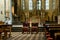 Wedding arrangement chairs inside The Basilica of St. Castor oldest church in Koblenz German state Rhineland Palatinate