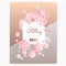 Wedding background invitation card template. Pink roses on gold