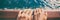 Wedding bands newlyweds couple on honeymoon travel on cruise ship boat. Closeup of hands against ocean sea background