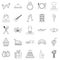 Wedding banquet icons set, outline style
