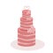 Wedding beautiful cake three-tiered pink with flowers