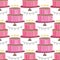 Wedding or birthday cake pattern. Invitation vector background. Cakes seamless pattern for holidays decoration