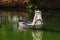 Wedding boat on a lake.