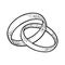 Wedding bonded rings. Vintage black vector engraving Isolated on white