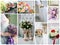 Wedding bouquet collage. Wedding flowers from ceremony