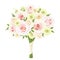Wedding bouquet of pink, white and green roses. Vector illustration.