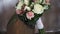 Wedding bouquet of roses. Bride`s bouquet on wedding day. Bouquet of different flowers. Bouquet of beautiful pink and