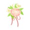 Wedding Boutonniere as Floral Decoration Worn on the Lapel Closeup Vector Illustration