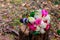 Wedding bridal bouquet of rose pink green white cotton flowers