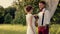 Wedding, bride and groom in park video HD