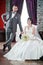 Wedding. bridegroom or fiance portrait with bride