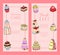 Wedding cake banners vector illustration. Chocolate and fruity desserts for sweet shop with fresh and tasty cupcakes