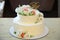 Wedding cake. Birthday cake with decorations. Culinary arts desserts. Wedding cake with decoration. The art of cooking in sweet