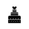 Wedding cake black icon, vector sign on isolated background. Wedding cake concept symbol, illustration