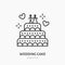 Wedding cake. Confectionery logo, flat line icon. Bakery