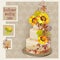 Wedding cake design with sunflower and wild grapevine