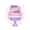 Wedding Cake with Flowers Line Art Icon