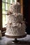 wedding cake with intricate icing details