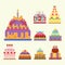 Wedding cake pie sweets dessert bakery flat simple style pastry homemade delicious vector illustration.