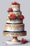 A wedding cake with a simple and elegant design, smooth frosting, colorful, joyful, white background, printable, food