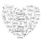 Wedding calligraphic good quotes in heart shape.