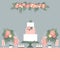Wedding candy bar with cake.  Vector illustration