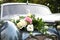 Wedding car decorated with flowers